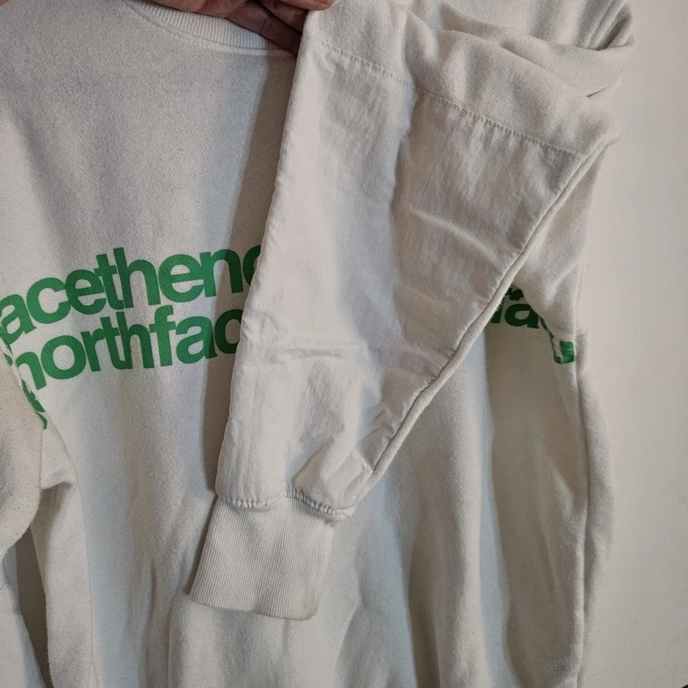 The North Face Mens Crew Sweatshirts TNF White & Chlorophyll Green size Small